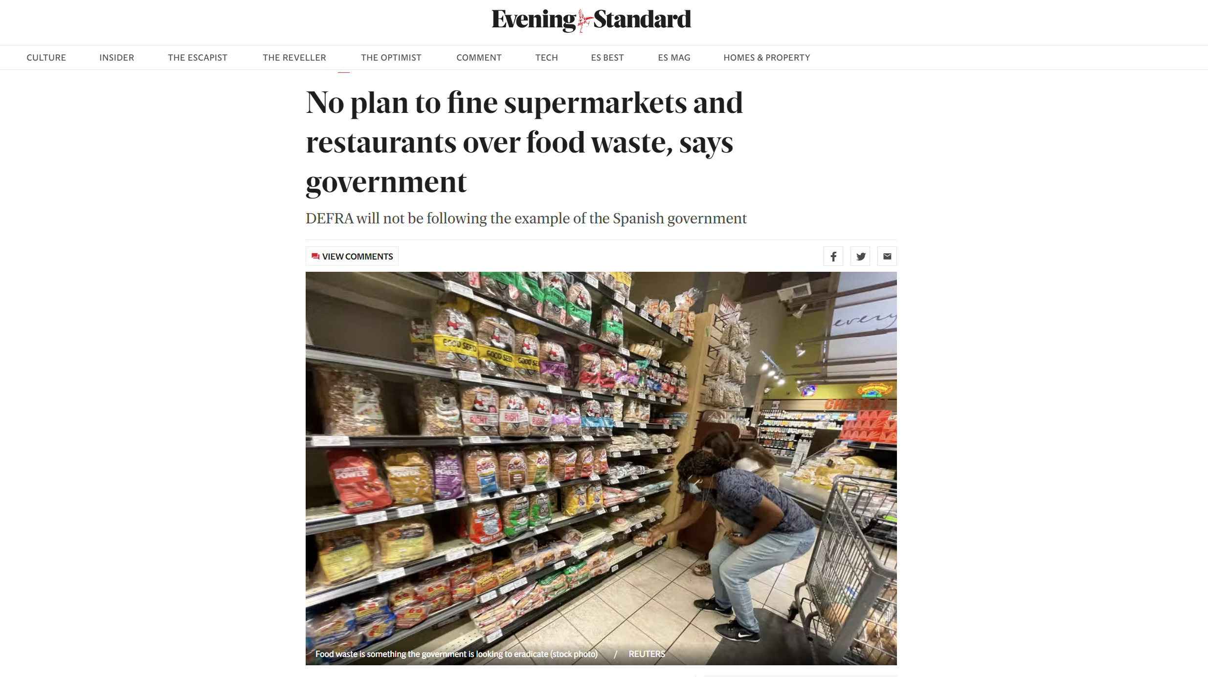 Zack speaks on the Evening Standard about Food and Waste reduction ...